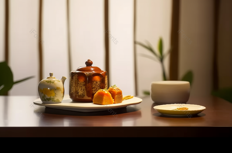 中华美食桂花糯米藕和茶道,高清,摄影图,摄影图片,图片大全,摄影图免费下载
